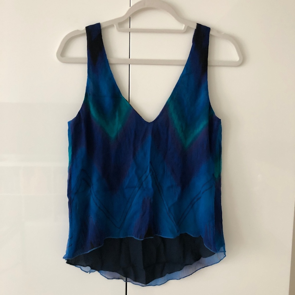 Rory Beca Silk Blue Tie Dye Top - Size S